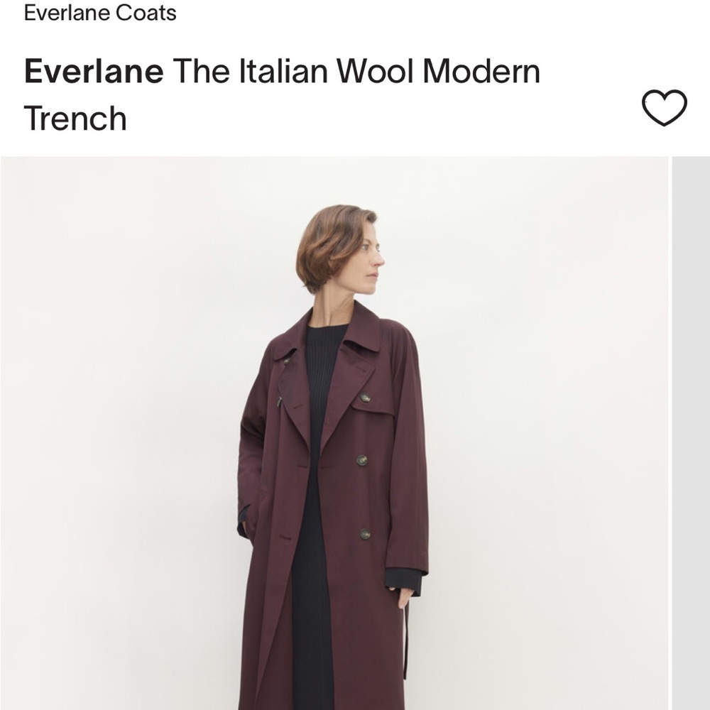Everlane Italian Wool Modern Trench - Burgundy